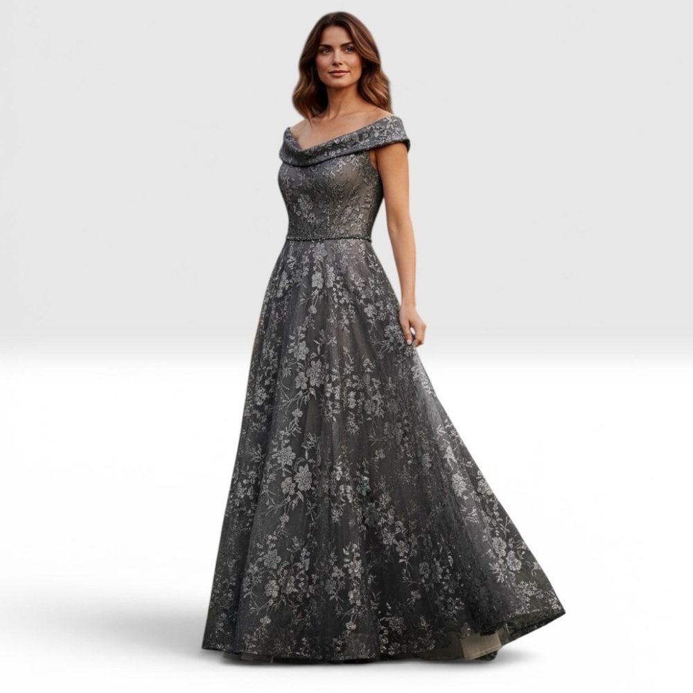 Jade Couture Mother of the Bride Dress. NEVER WORN. Iron Grey. Size 10